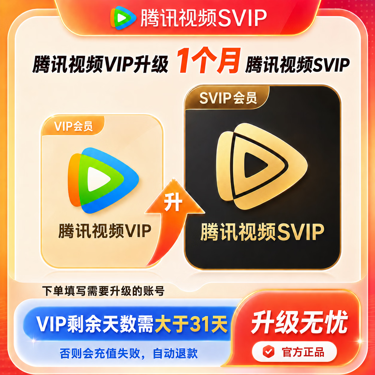 【官方直充】腾讯视频VIP升级SVIP1个月